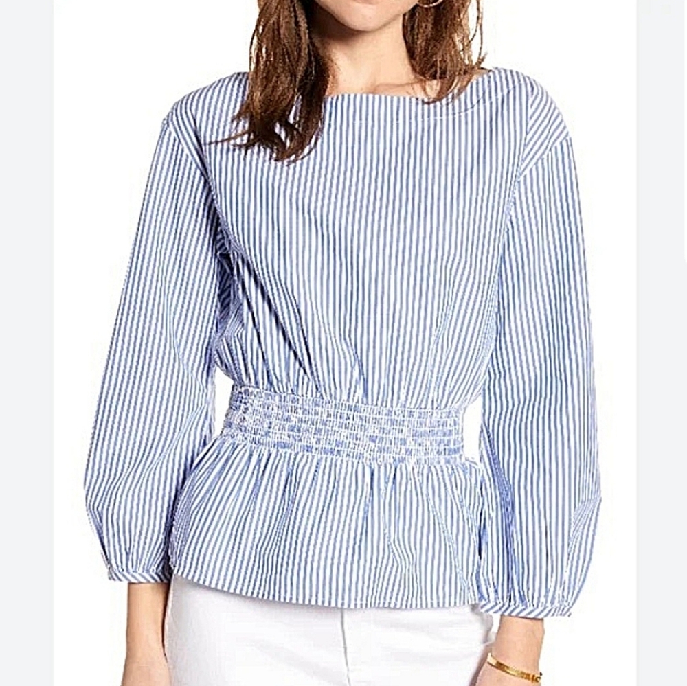 J.crew Boat Neck Stripe Blouse